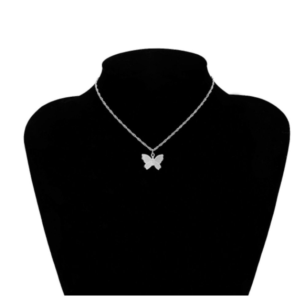 Silver butterfly pendant necklace